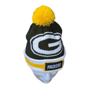 GREEN Bay Packers Bud Light NFL Sponsor Green White Yellow Pom Pom Toque (NEW)